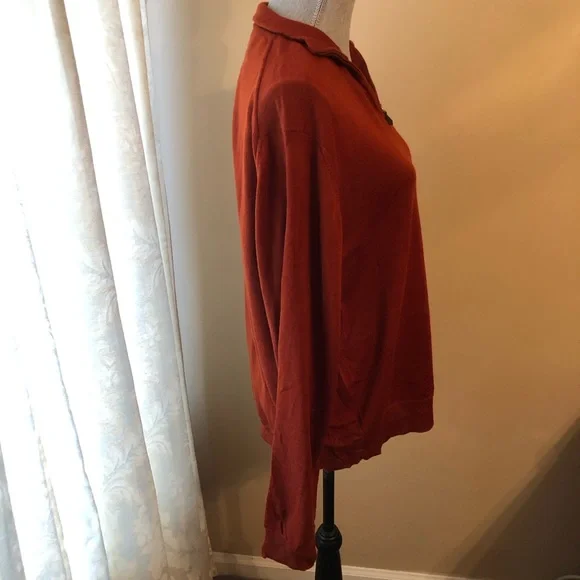 Neiman Marcus Orange Quarter-Zip Men's Sweater - Picture 4 of 7